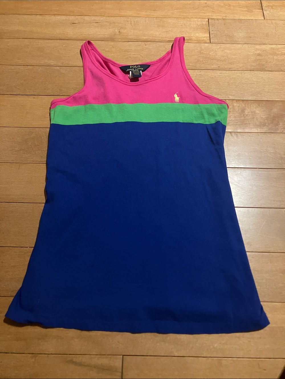 Polo by Ralph Lauren Pink, Green & Blue Colorblock Tank